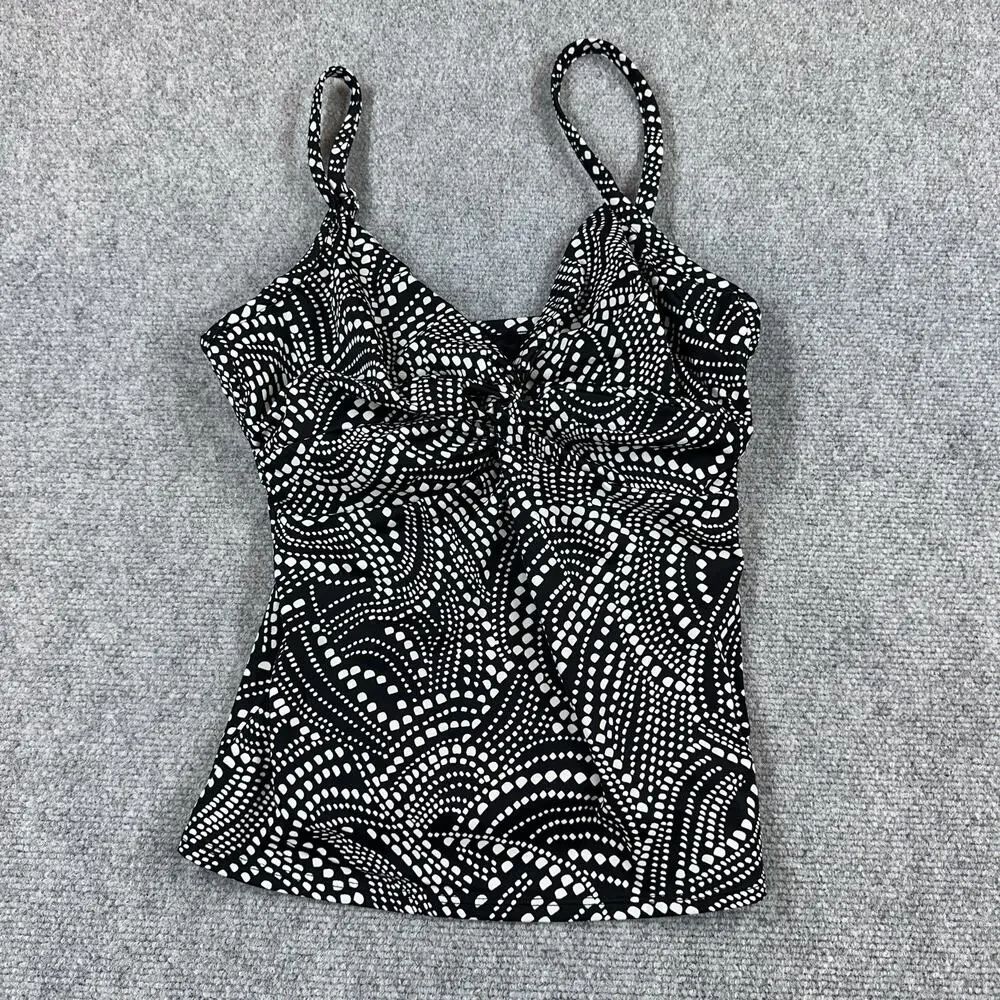 MIRACLESUIT SWIMWEAR TANKINI TOP 12DD ROSWELL BLK/WHITE UNDERWIRE